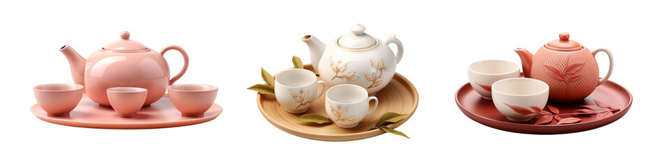 Chinese Traditional Tea isolated on transparent background.