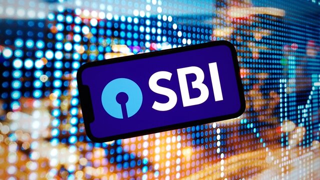 Konskie, Poland - March 02, 2024: State Bank of India company logo displayed on mobile phone screen