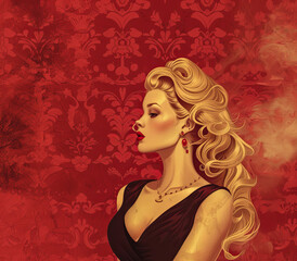 Retro sexy woman illustration inspired on the Hollywood golden era