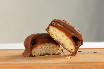 chocolate bonbon with dulce de leche delicious caramel sugar filling isolated caloric