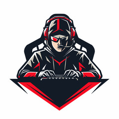 Male gamer esport vector logotype, logo gamer, icon gamer, sticker gamer, symbol gamer, emblem gamer, player
