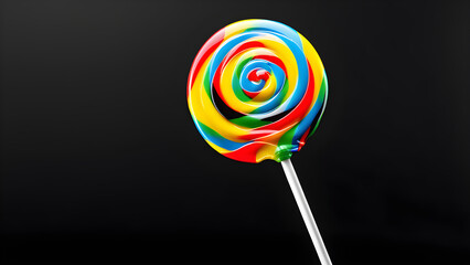 lollipop on a black background. glassy lollipop on black background