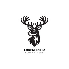 Minimalist Black and White Deer Logo With Placeholder Text