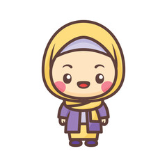 Kawaii muslim girl cute design standing pose
