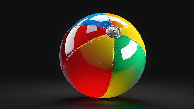 glassy beach ball isolated on a black background. 
color balls on a black background
