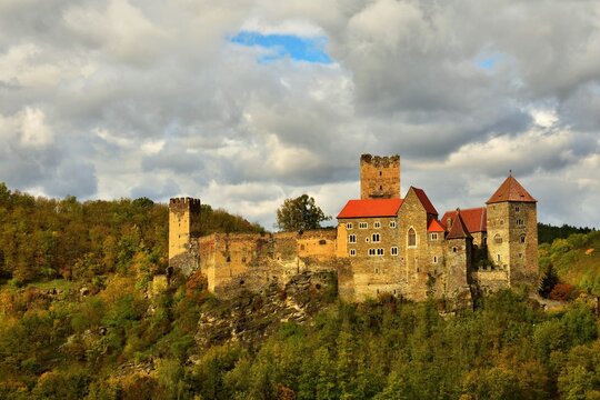 Beautiful Autumn Landscape Austria With Nice Old Hardegg Castle