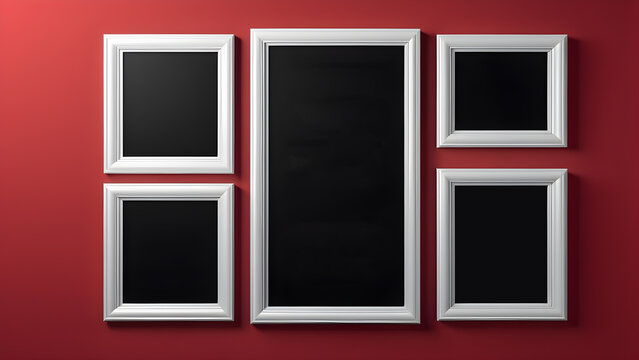 picture frame mockup set of two vertical white frames on a red neutral wall background