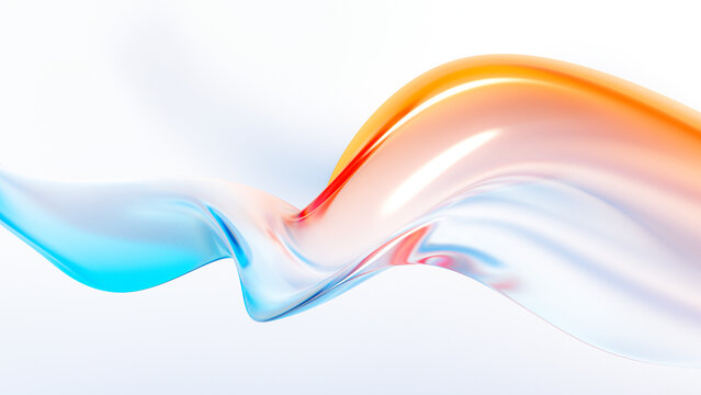 Fototapeta Abstract 3D background bright glass colorful gradient fluid wave render texture