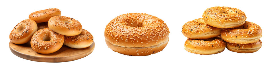 Bagels isolated on transparent background.