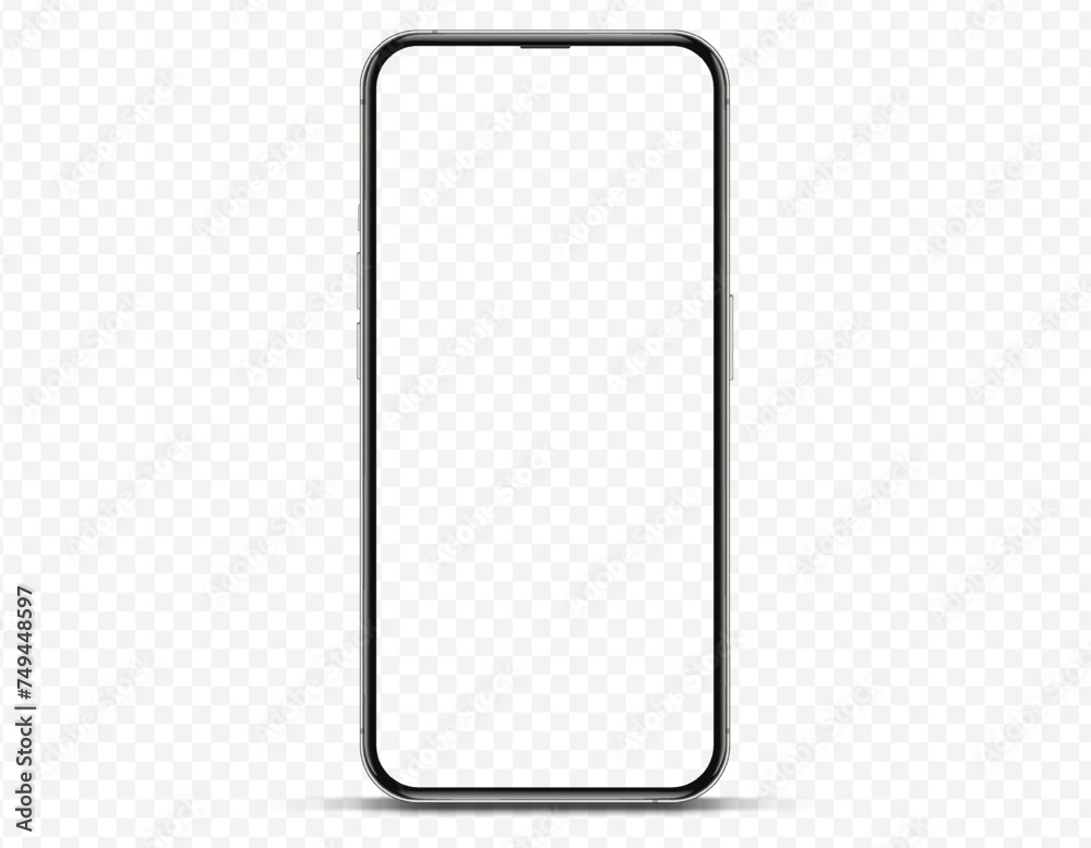 Aufkleber 3D realistic high quality smartphone mockup with isolated background. Smart phone mockup collection. Device front view. 3D mobile phone with shadow on white background.