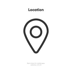 Target pin point icon. Red map location pointer icon symbol sign. Gps marker with isolated white background for mobile app website UI UX.