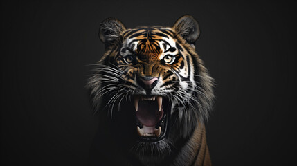 Sumatran tiger with open mouth - obrazy, fototapety, plakaty