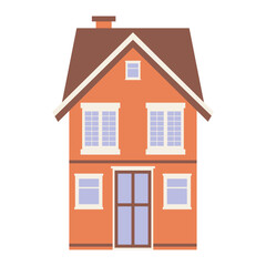 Cute vector house in flat cartoon style
