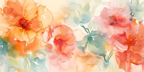 Experience the essence of summer through a watercolor illustration, capturing the vibrant beauty of blossoming flowers in all their glory.