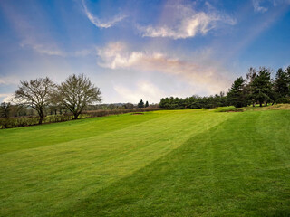 Walking on an empty golf course