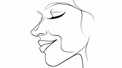One line drawing of a beautiful woman's face