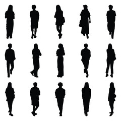 Vector collection set of individual people silhouettes.	
