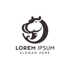Abstract Hippopotamus Logo Design for Brand Identity on White Background