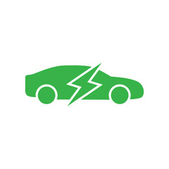 Electric car icon symbol. EV car, Green hybrid vehicles icon. Eco friendly vehicle concept, Vector illustration