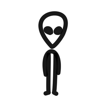 recommend clip art: Grey alien simple line art doodle