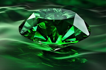 Fototapeta premium Elegant green gem emerald symbolizing goddess Venus, various works. generative ai