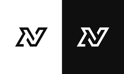 NV, VN letters creative, minimal monogram logo vector template. NV, VN Letters Logo Design Creative Modern Vector in black and white color.