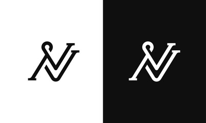 NV, VN letters creative, minimal monogram logo vector template. NV, VN Letters Logo Design Creative Modern Vector in black and white color.