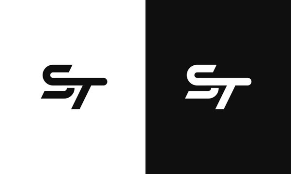 ST, TS elegant and Professional letter icon design in black and white color.