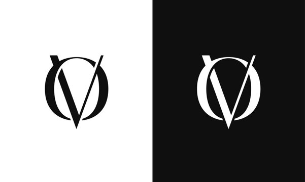 Letter OV, VO Logomark vector template, fully Editable as Vector Format in Black and White Color palette.
