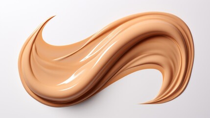 Close up of a liquid foundation powder stroke on white background background	
