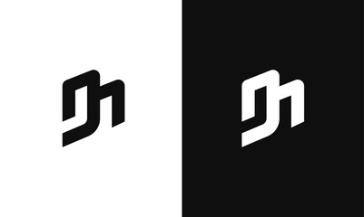 Letter JM, MJ minimal flat Logo design, fully Editable as Vector Format in Black and White Color palette.