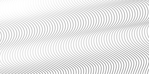 Abstract halftone flowing wavy gradient dots shape isolated on transparent background. Technology abstract lines on white background. Undulate Grey Wave Swirl, frequency sound wave, twisted curve line