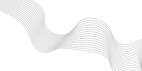 Abstract halftone flowing wavy gradient dots shape isolated on transparent background. Technology abstract lines on white background. Undulate Grey Wave Swirl, frequency sound wave, twisted curve line