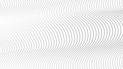 Abstract halftone flowing wavy gradient dots shape isolated on transparent background. Technology abstract lines on white background. Undulate Grey Wave Swirl, frequency sound wave, twisted curve line - obrazy, fototapety, plakaty