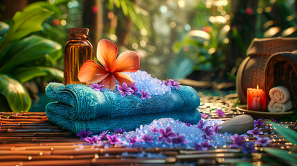 Zen Spa Retreat: Aromatherapy and Relaxation with Towel, Massage, and Herbal Essences in a Tropical Setting