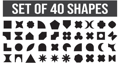 abstract geometric shapes. set of black and white shapes. Y2K geometric shape. design geometric silhouette elements. Modern geometric forms collection of Y2k elements. set Y2k. Eps 10.