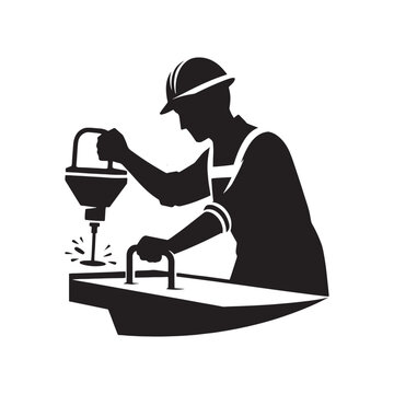 Steadfast Silhouette of a Laborer Embodying Reliability - Labor Illustration - Labor Vector
