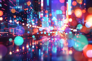 Obraz premium Vibrant artwork showcasing the captivating beauty of an abstract neon lights background.