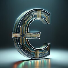 Digital Euro Coin Logo Symbol | Cryptocurrency, Digital Money, eMoney - obrazy, fototapety, plakaty