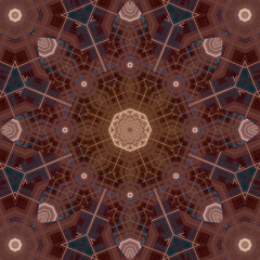 Seamless abstract square pattern. Symmetrical round pattern. Author's patterns.