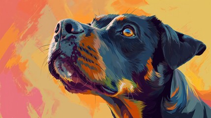 illustration of a dog with grungy abstract background, Generative Ai