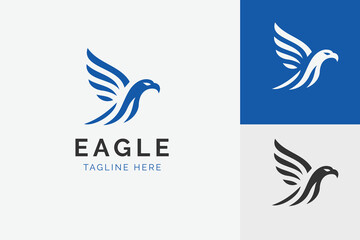 Professional Eagle Logo Designs for Brand Identity on White and Blue Background