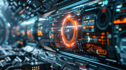 Obraz premium An HUD interface with a 3D engineering