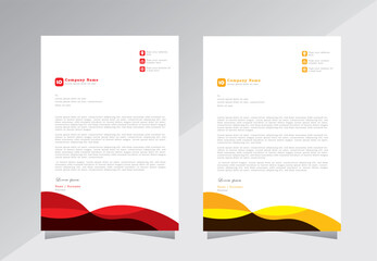 Letterhead design templates. letter head template for your project, modern and simple letterhead design, a4 letterhead template with yellow and red color - vector eps 10