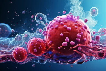 cancer cells on the tumor tissue produced by smoking