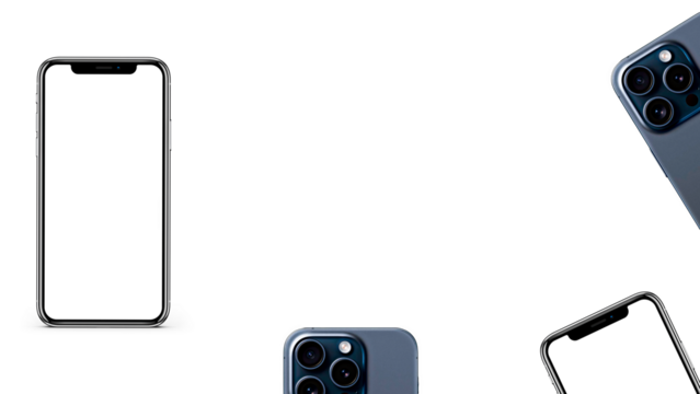 A mobile phone, its screen devoid of content, set on a plain background. Ideal for mockups, this premium layout offers copy space and comes in PNG format.

