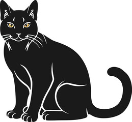 black Cat illustration silhouette, vector in white background.