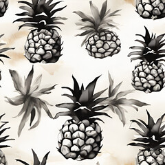 Watercolor pineapple pattern, generative ai