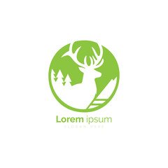 Stylized Green Logo Featuring a Deer and Trees With Placeholder Text