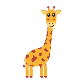 Cute funny giraffe cartoon character image illustration vector isolated on white background